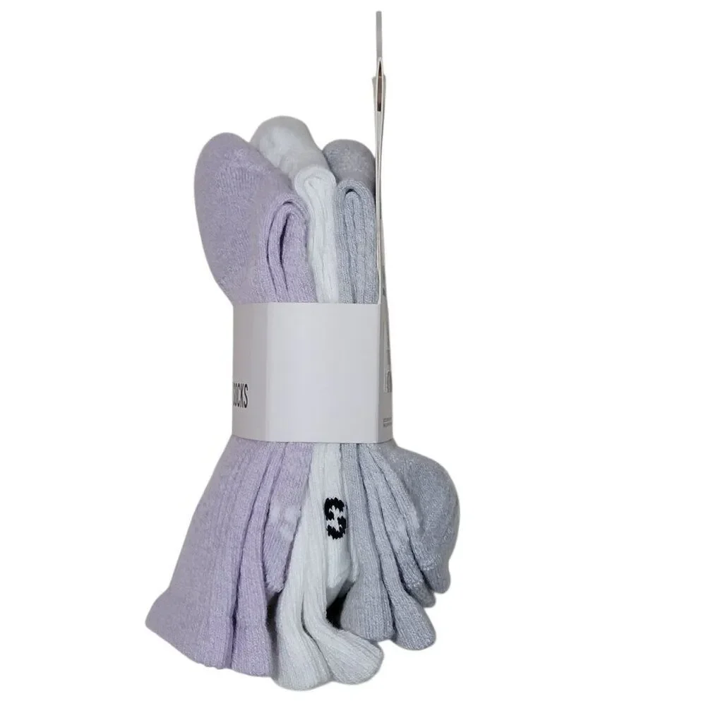 DSG Crew Socks 3 Pack Unisex M Womens Size 5-10 Mens 4-8 Lavender White‎ Gray